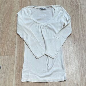 Michael Stars One size Fits Most  Scoop Neck Long Sleeve Top White